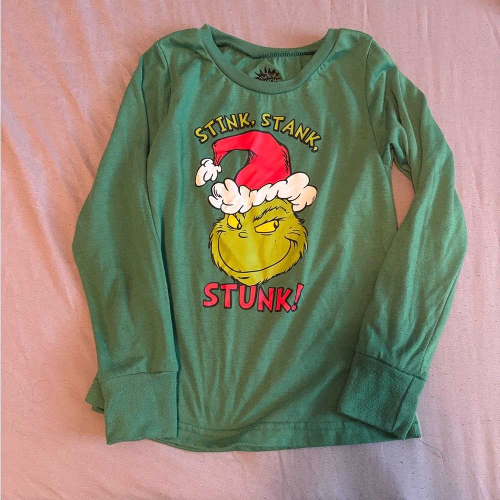 Kids Green Grinch Long Sleeve Shirt